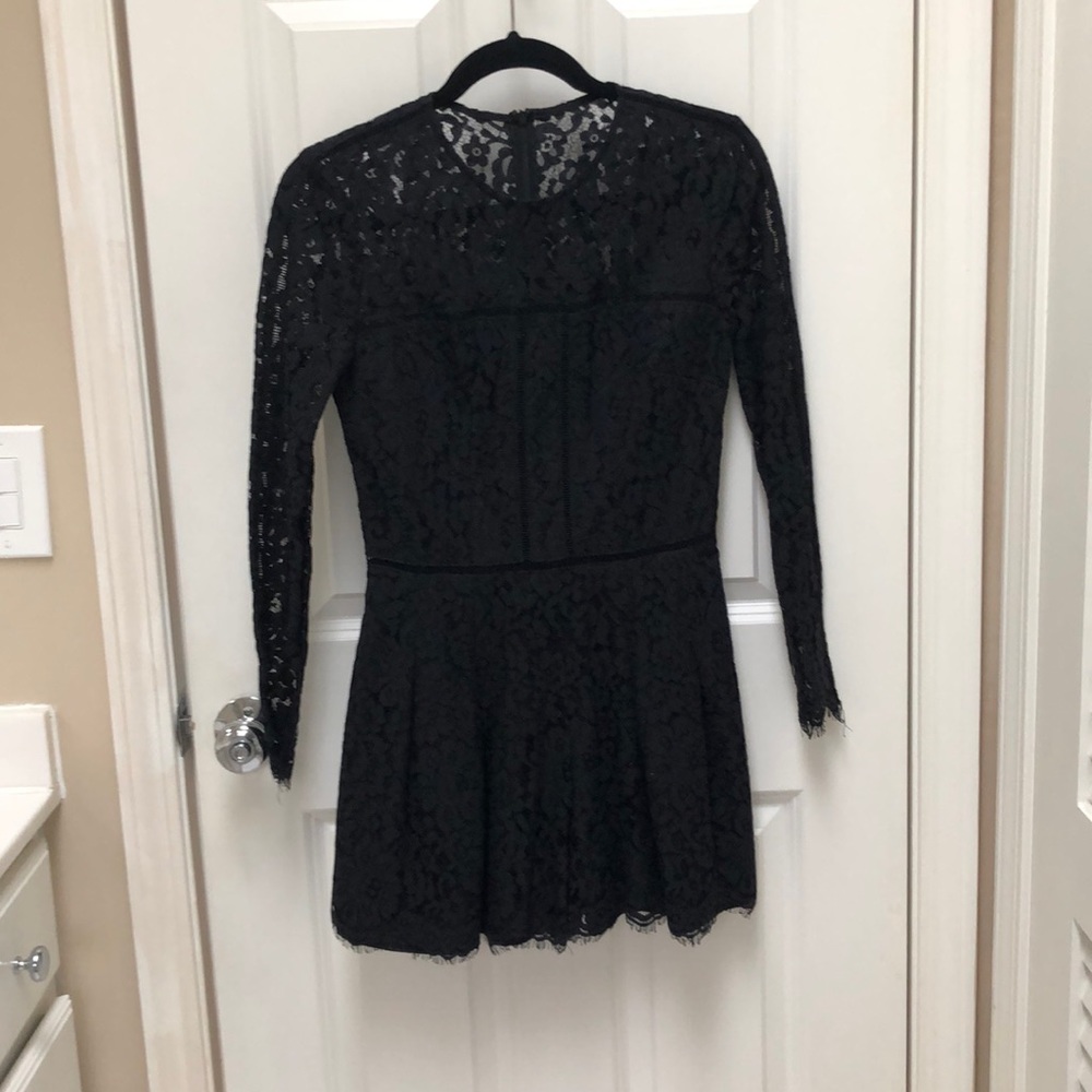 Cynthia Rowley Black Lace Long Sleeve Romper